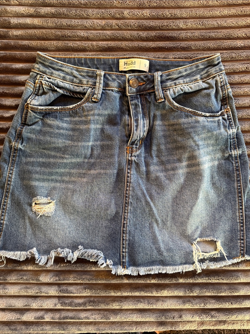 Mudd Blue Distressed Denim Mini Skirt